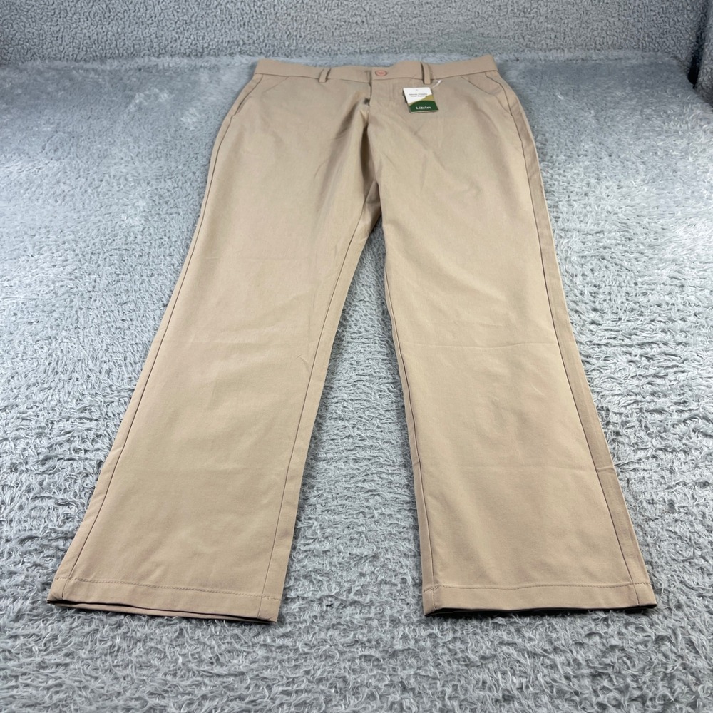 Libin Mens Golf Pants Khaki Tan Water Resistant Stretch Trousers 32W x 30L NEW